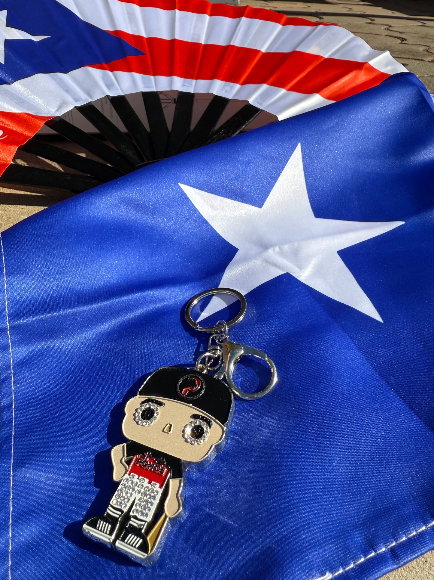 HeadzFlex Ponce Boy Keychain – Puerto Rico Alloy Pin with Crystals | Ponce Baseball Fan Gift