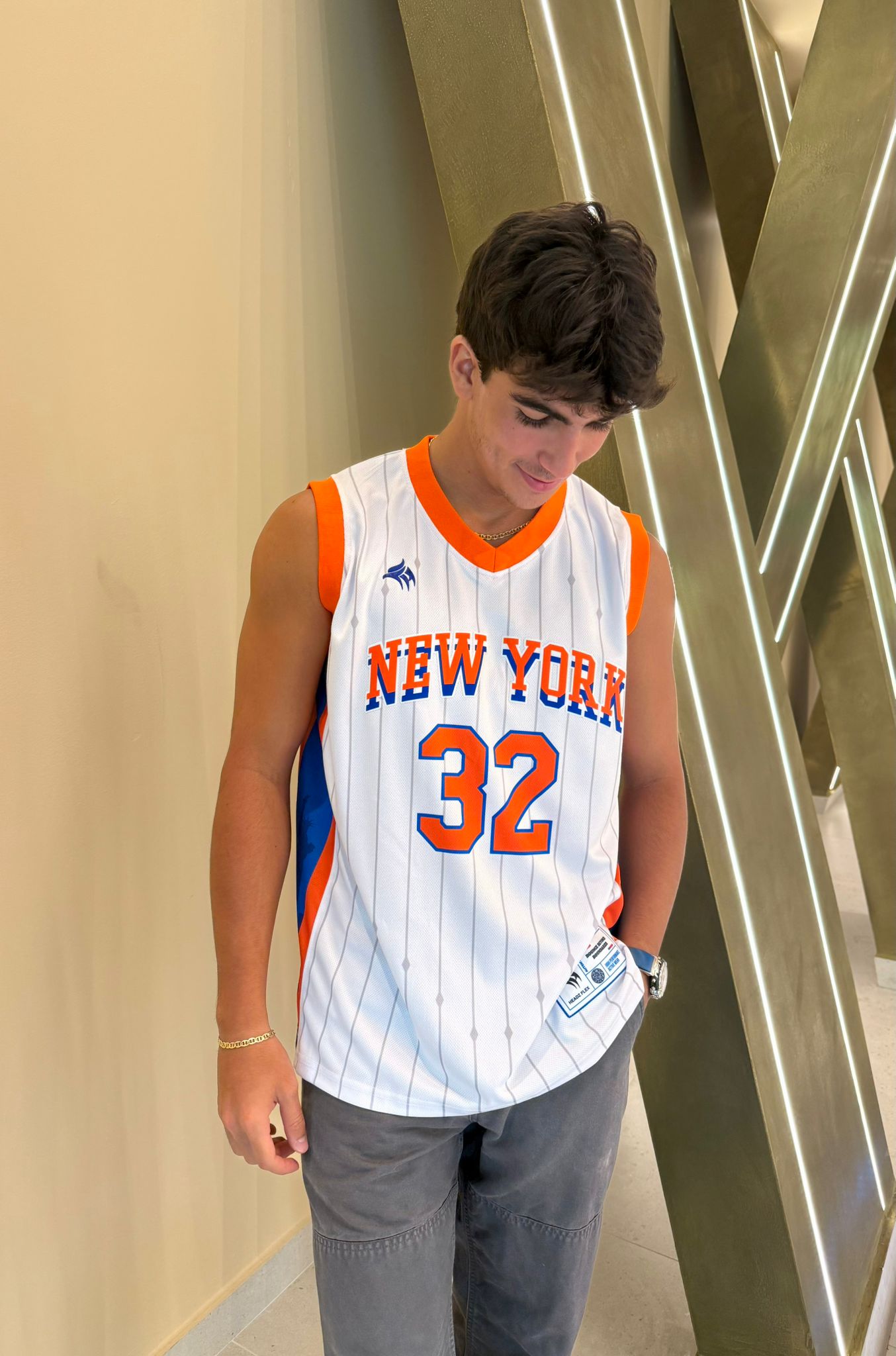 New York Basketball Jersey – Premium Mesh Pinstripe Fans Edition
