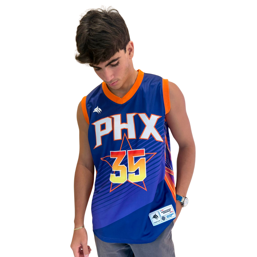 PHX 35 Basketball Jersey | Premium Blue Orange Sleeveless Sportswear
