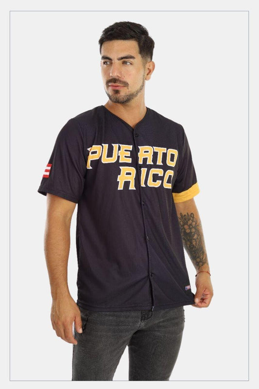 Puerto Rico Clemente Black Baseball Jersey – Iconic Tribute in Bold Black & Yellow