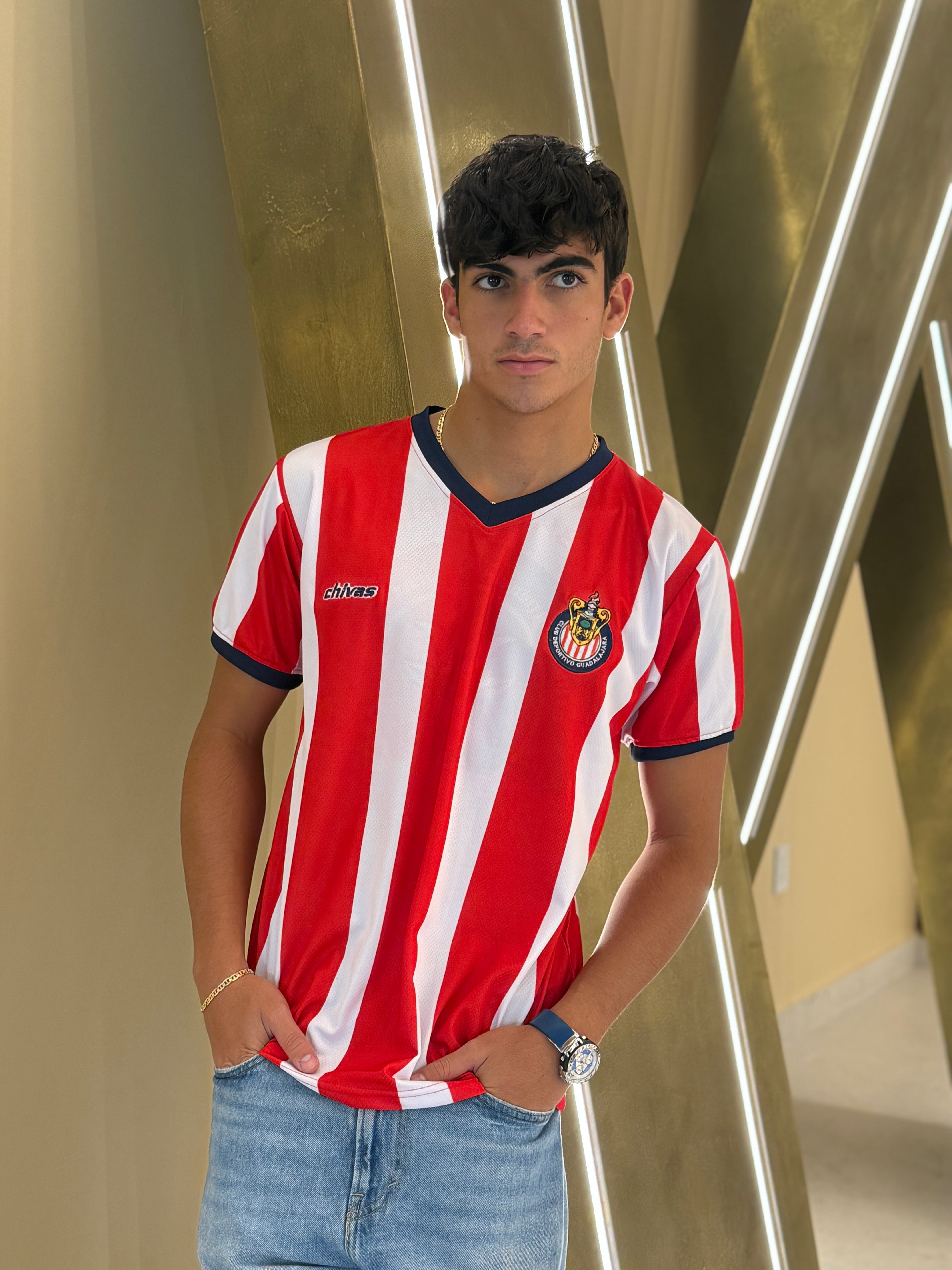 Mexico Red Classic Soccer Jersey – Striped V-Neck Futbol Jersey, Breathable Fan Shirt Secondary image