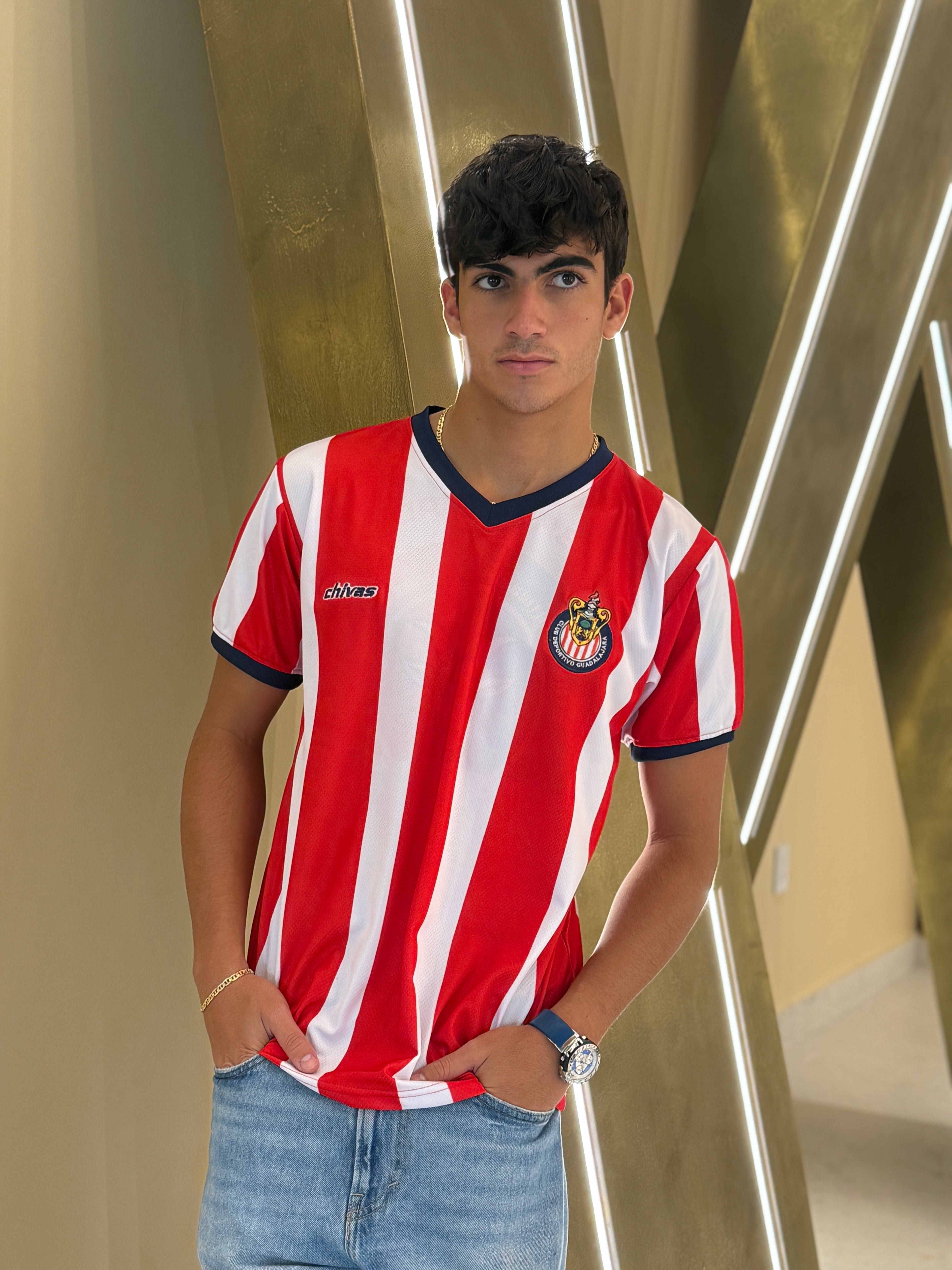 Mexico Red Classic Soccer Jersey – Striped V-Neck Futbol Jersey, Breathable Fan Shirt