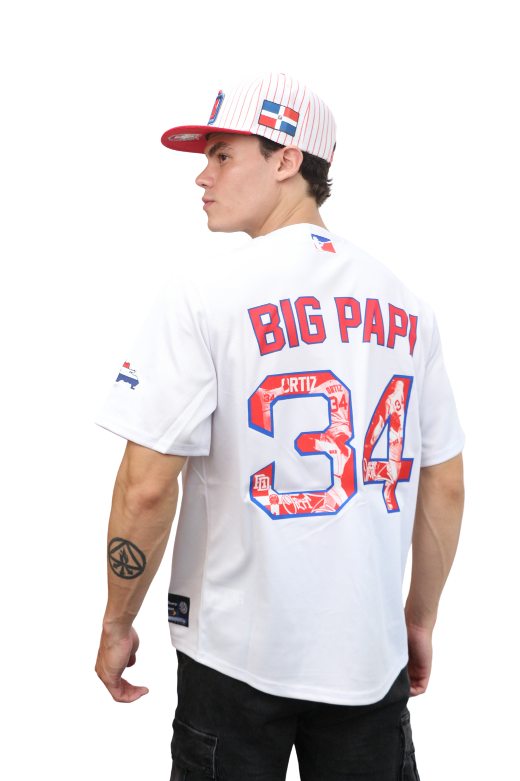 Dominican Republic 34 Baseball Jersey – Red, White & Blue Tribute Design Secondary image