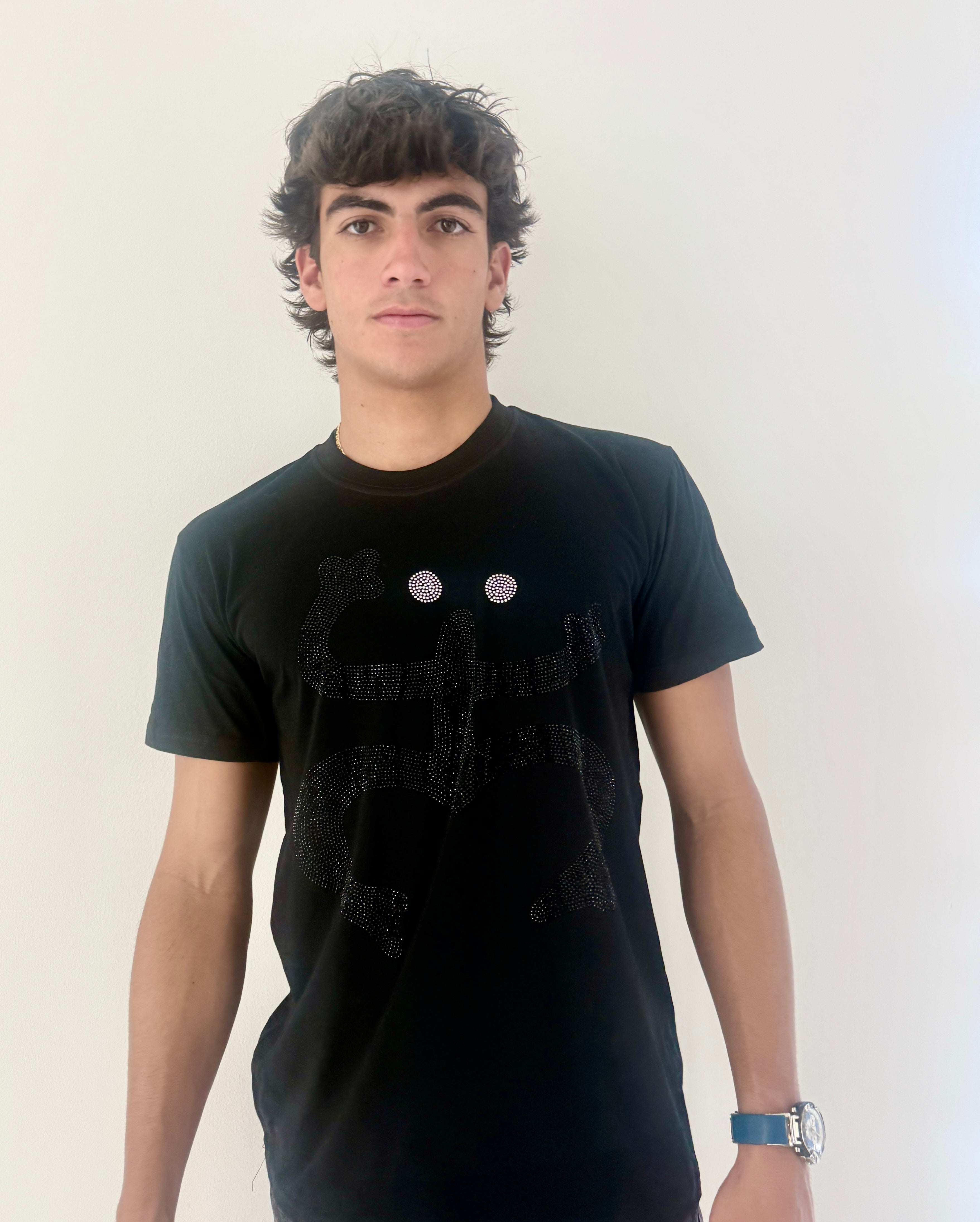Puerto Rico Coquí Black Rhinestone T-Shirt