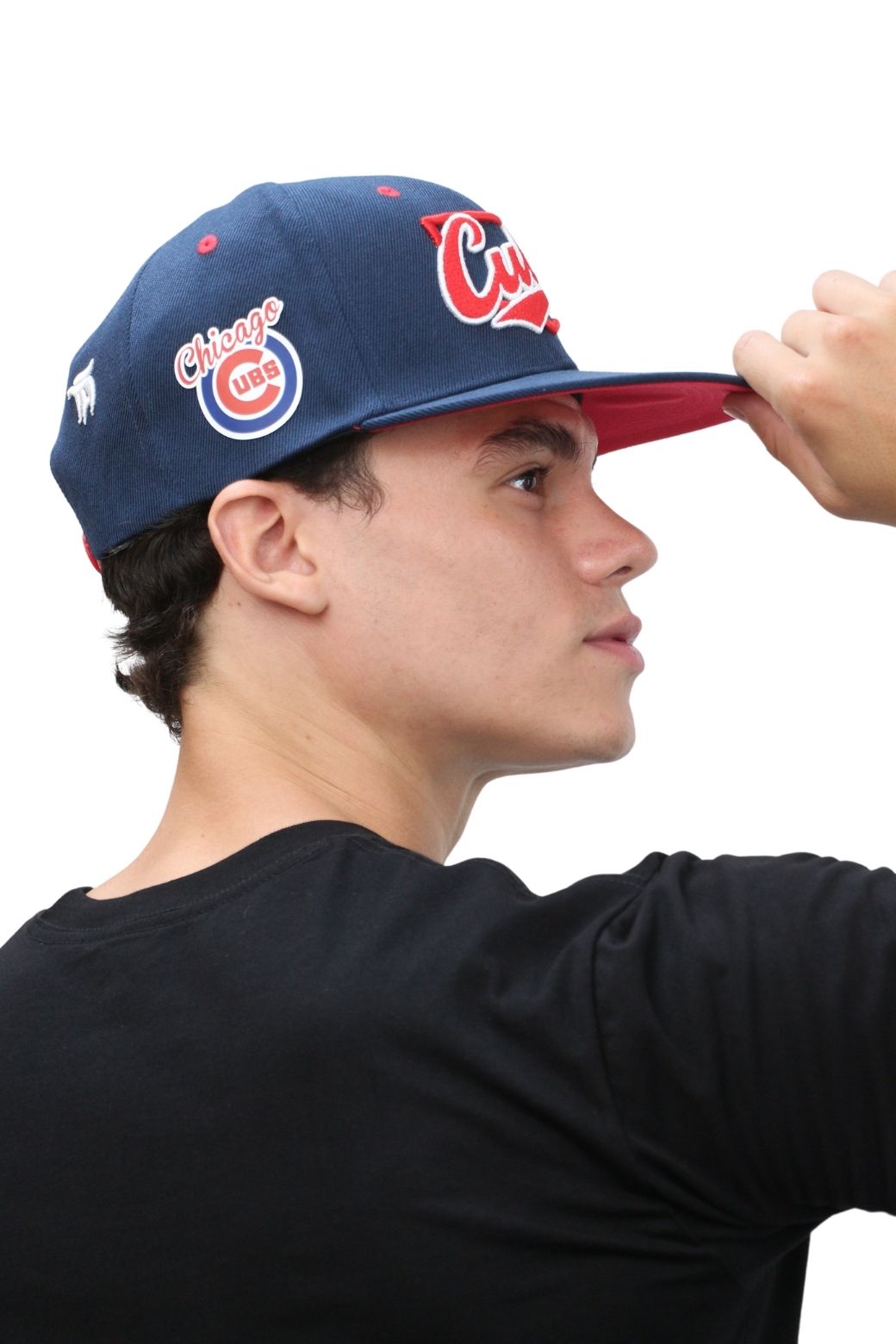 Chicago Diamond Script Navy/Red Snapback Hat