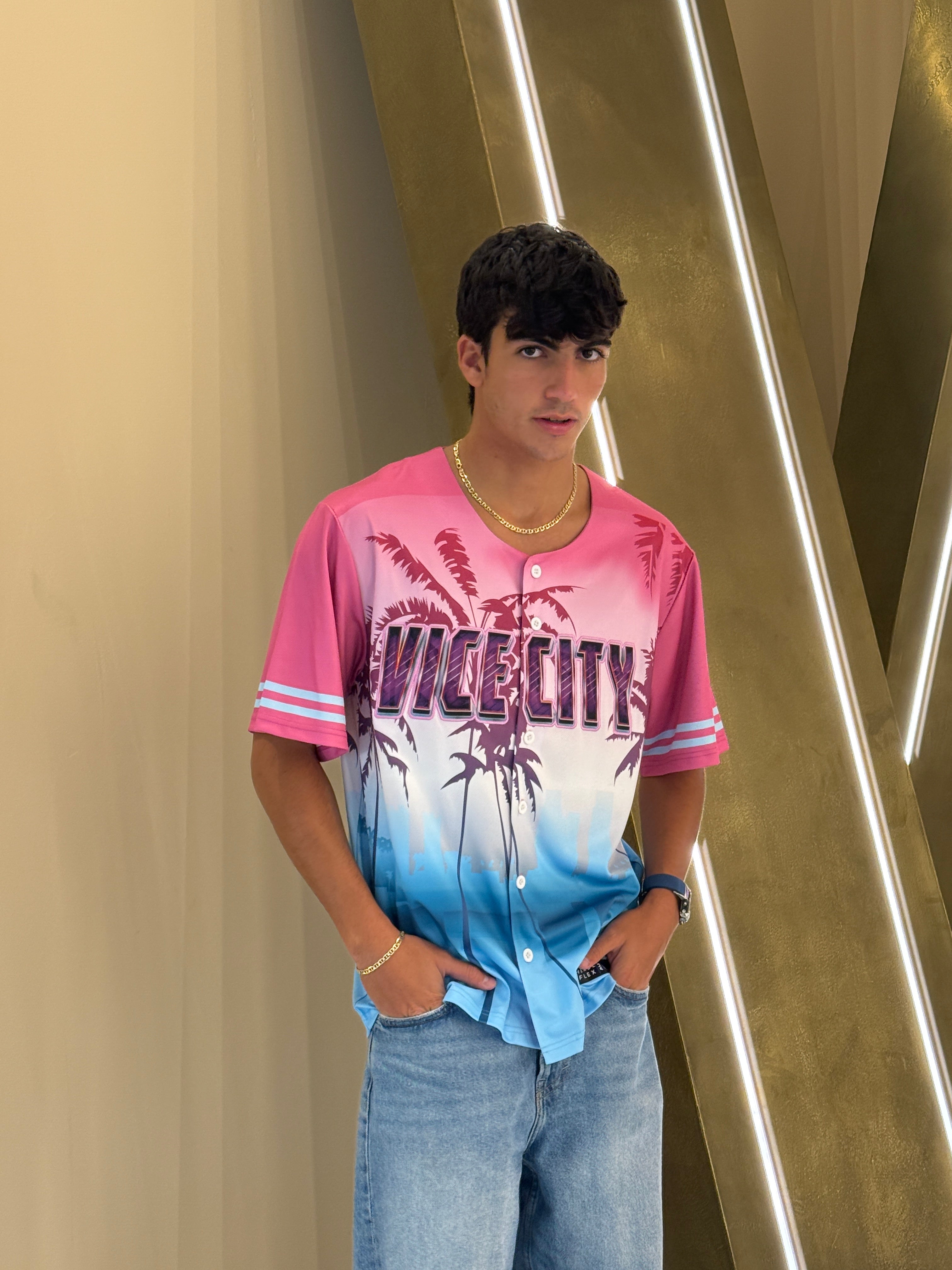 Vice City Baseball Jersey - Vibrant Palm City Baseball Shirt