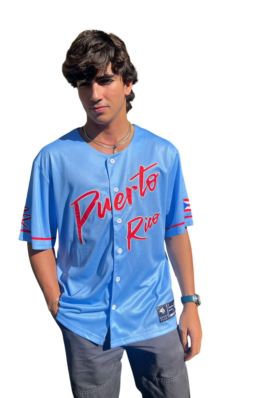 Puerto Rico Sky Blue V26  Embroidered Baseball Jersey