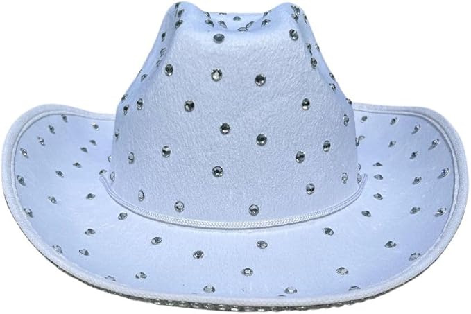 White Rhinestone Cowboy Hat – Sparkly Festival and Party Western Hat