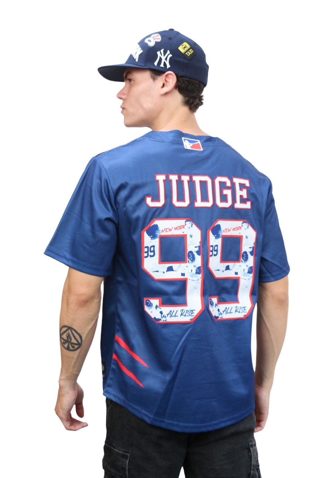 Baseball jersey #99 All Rise | Blue Short Sleeve V-neck NY Embroidery |outh-Adult