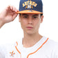 Front view of Houston team baseball cap in orange and navy

