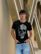 Crystal Skull Black Rhinestone T-Shirt