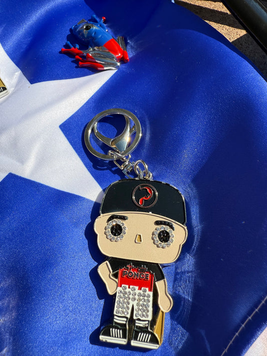 HeadzFlex Ponce Boy Keychain – Puerto Rico Alloy Pin with Crystals | Ponce Baseball Fan Gift