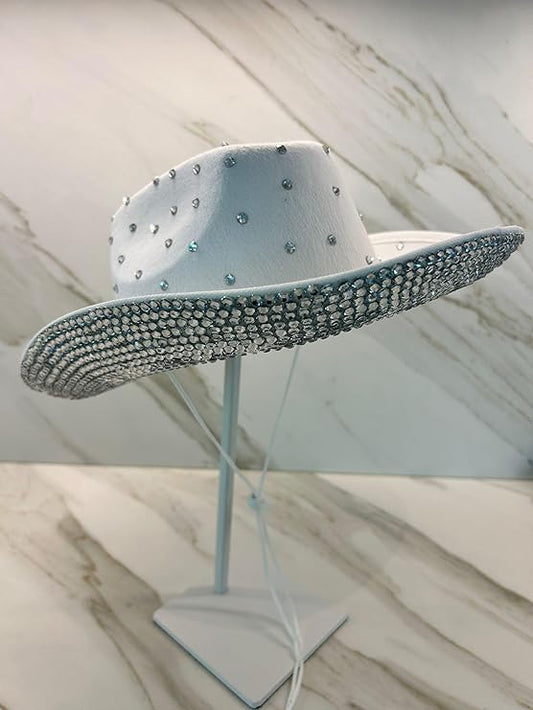 White Rhinestone Cowboy Hat – Sparkly Festival and Party Western Hat