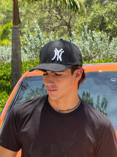 NY Black Denim Hat Curved Brim