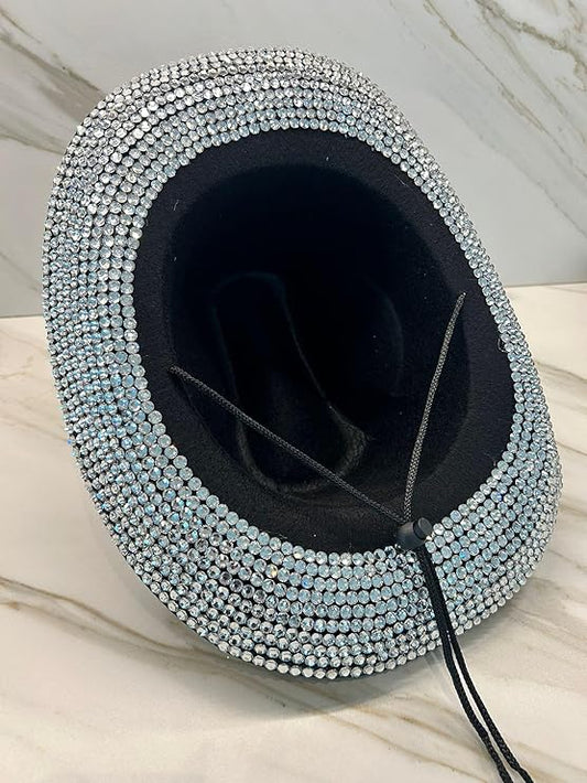 Black Rhinestone Cowboy Hat – Sparkling Western Festival Hat for Women & Men