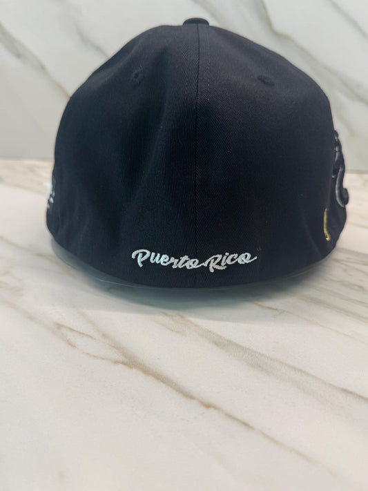 Puerto Rico Black Flag Hat PR Flag 3D Embroidered Black flat bill Snapback