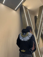 Black Graphic Cotton Hoodie – 100% Peruvian Cotton, Cozy Winter Pullover (HyoeCrew)