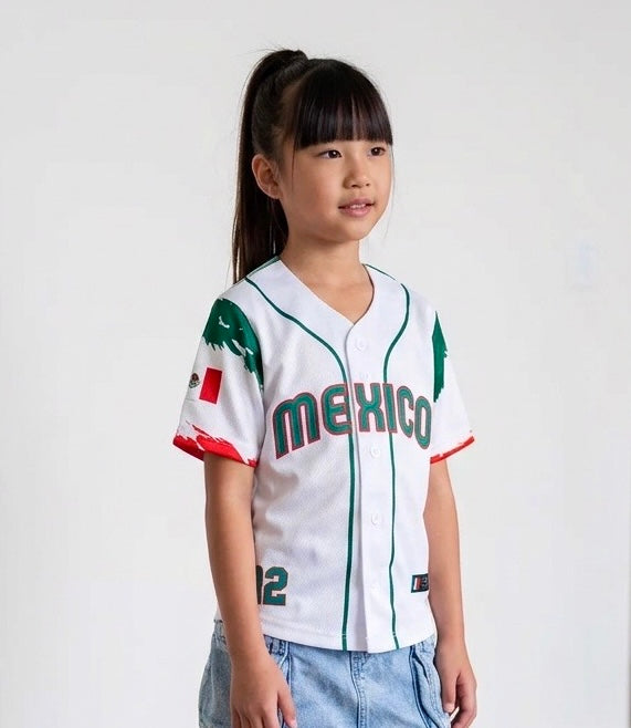 Mexico White Baseball Jersey for Kids Main image