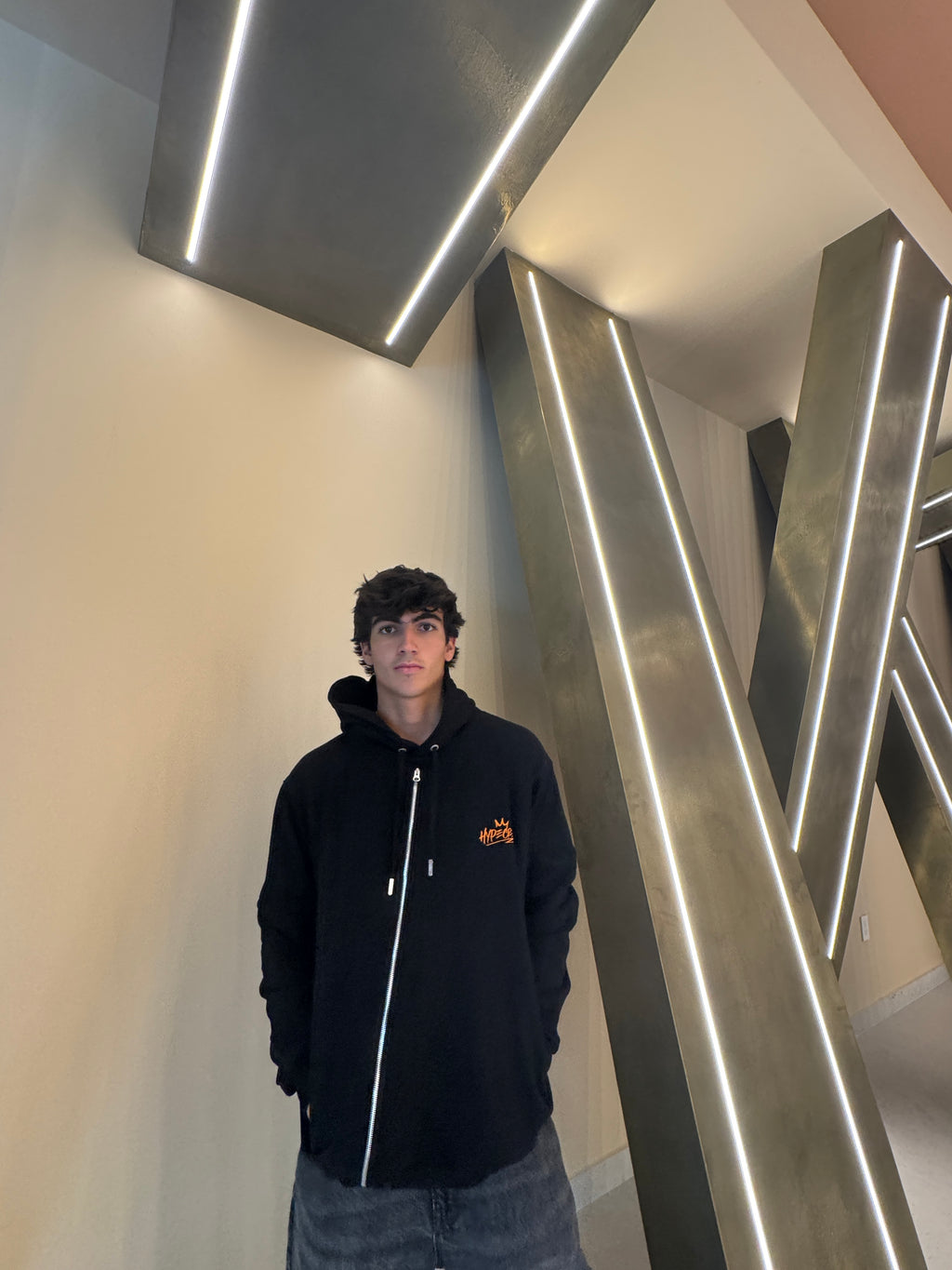 Black Graphic Cotton Hoodie – 100% Peruvian Cotton, Cozy Winter Pullover (HyoeCrew)