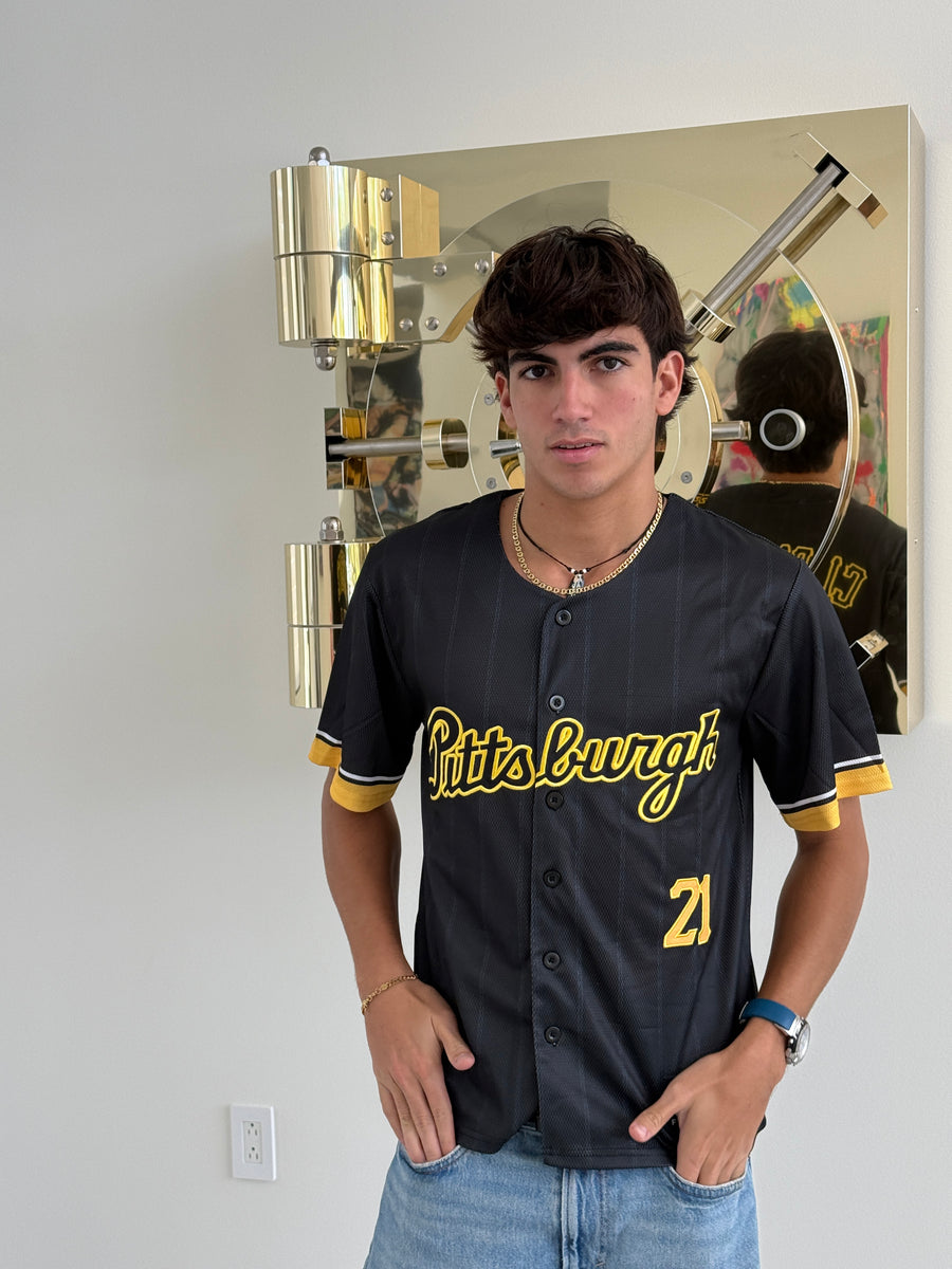 Pittsburgh 21 Legacy Embroidered Baseball Jersey – Black & Gold