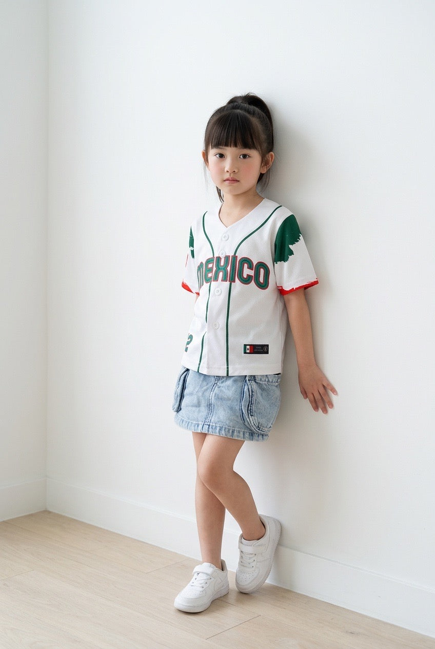 Mexico White Baseball Jersey for Kids Secondary image