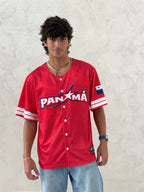 Panama League Red Baseball Jersey front view