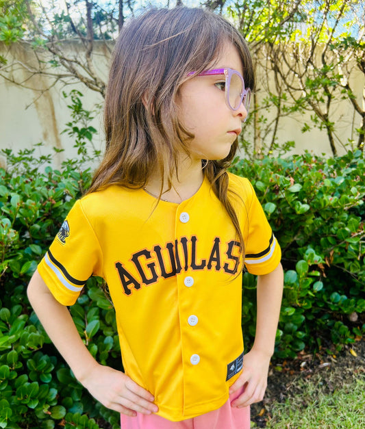 Aguilas Yellow Dominican Republic Baseball Jersey for kids