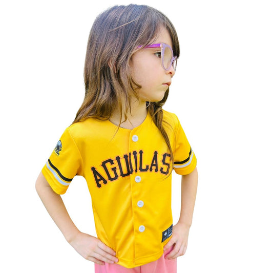 Aguilas Yellow Dominican Republic Baseball Jersey for kids