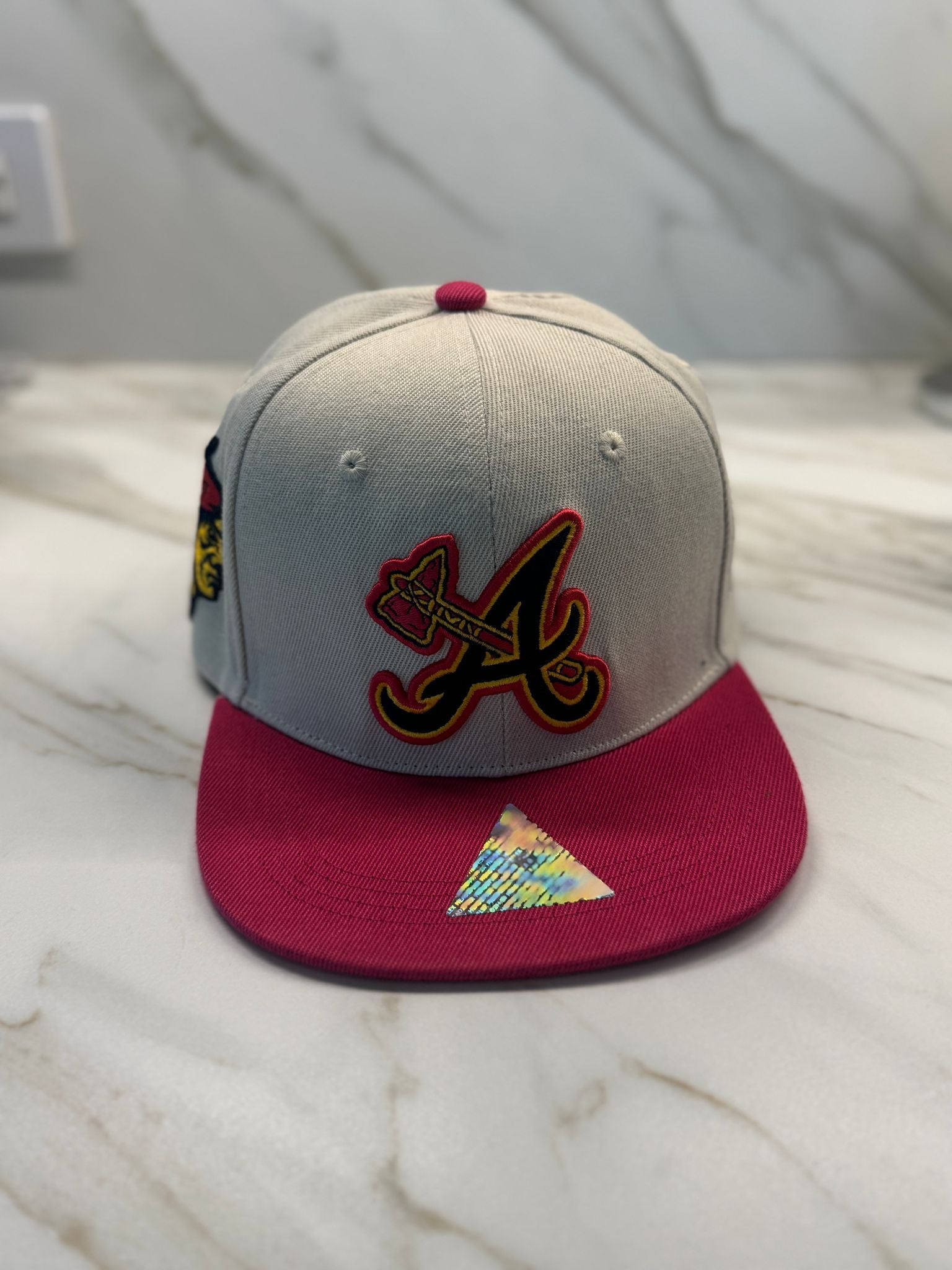 City of Atlanta Baseball Cap - Beige with Red Flatbill | Embroidery & Iconic Eagle Symbol