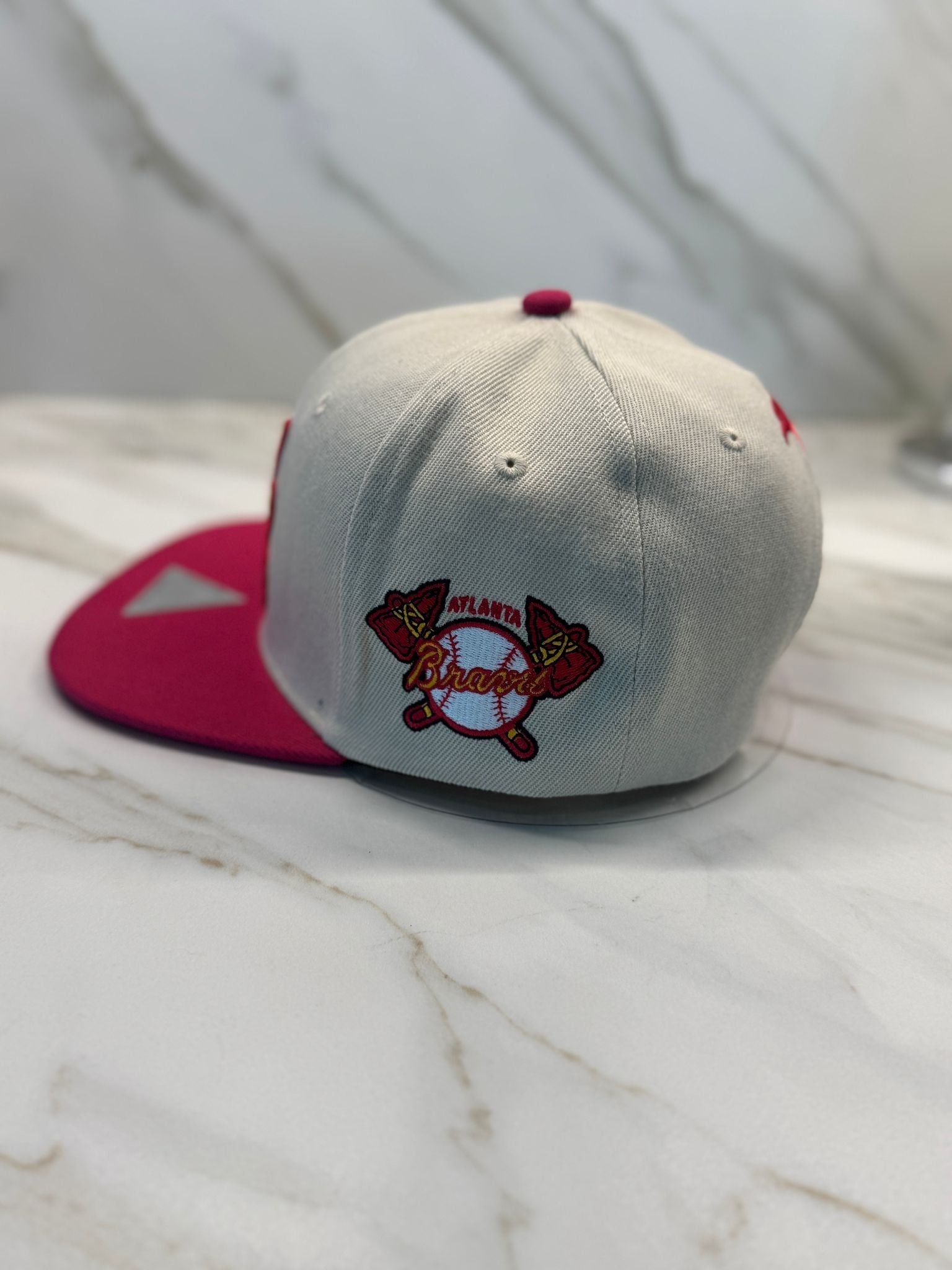 City of Atlanta Baseball Cap - Beige with Red Flatbill | Embroidery & Iconic Eagle Symbol