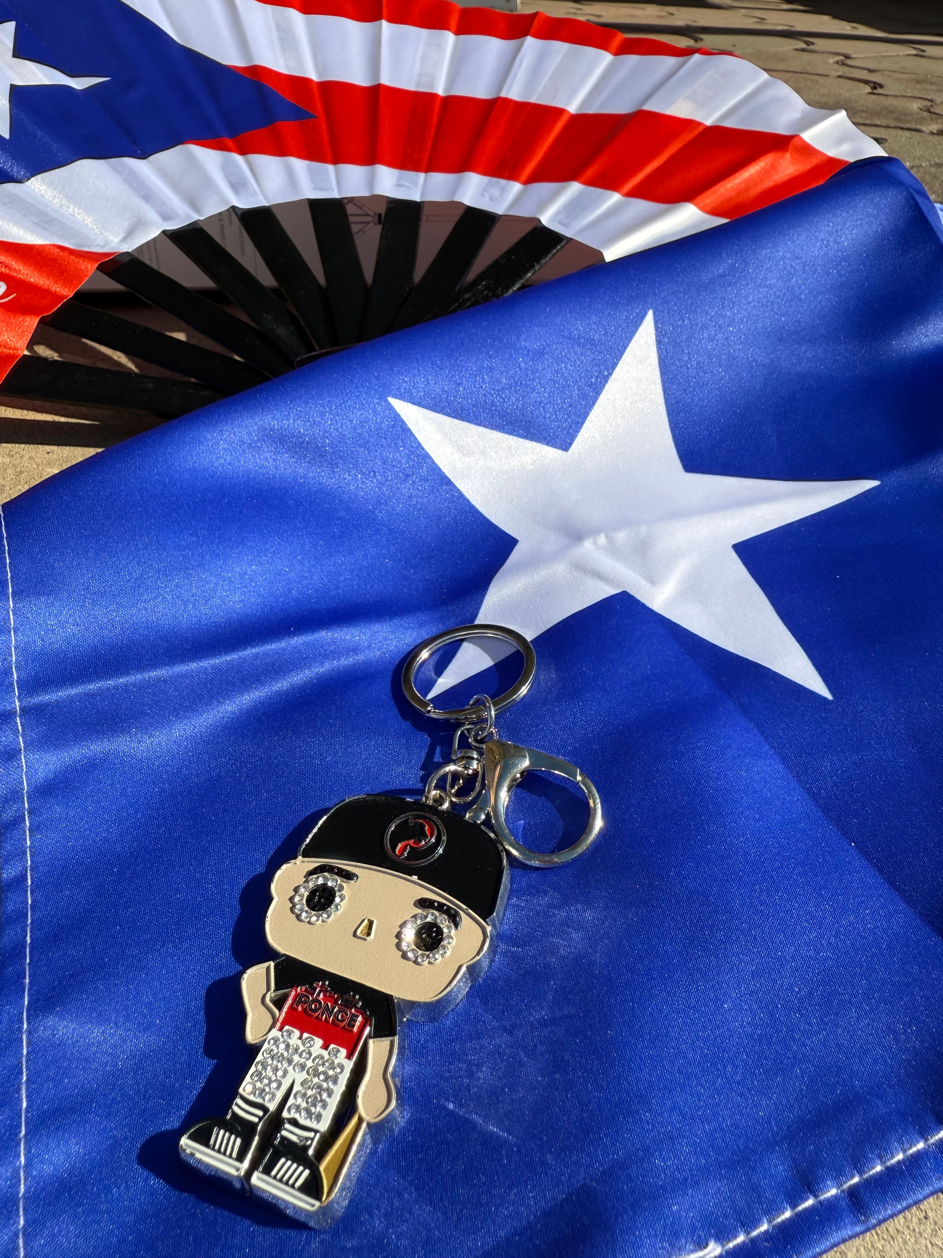 HeadzFlex Ponce Boy Keychain – Puerto Rico Alloy Pin with Crystals | Ponce Baseball Fan Gift