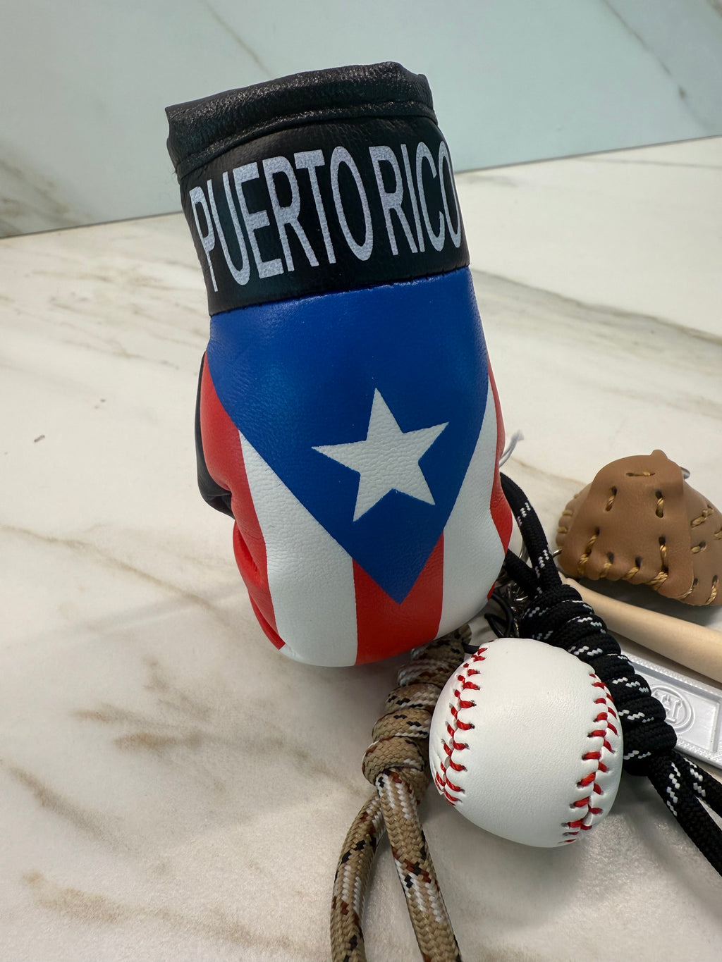 Flag Boxing Glove Car Charm & Bag Charm – Travel Souvenir Accessory (Puerto Rico, Cuba, Dominican Republic,