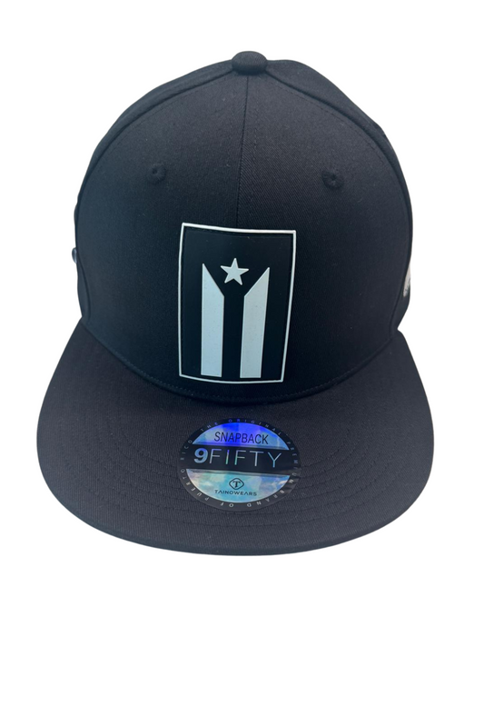 Puerto Rico Black Flag Hat PR Flag 3D Embroidered Black flat bill Snapback