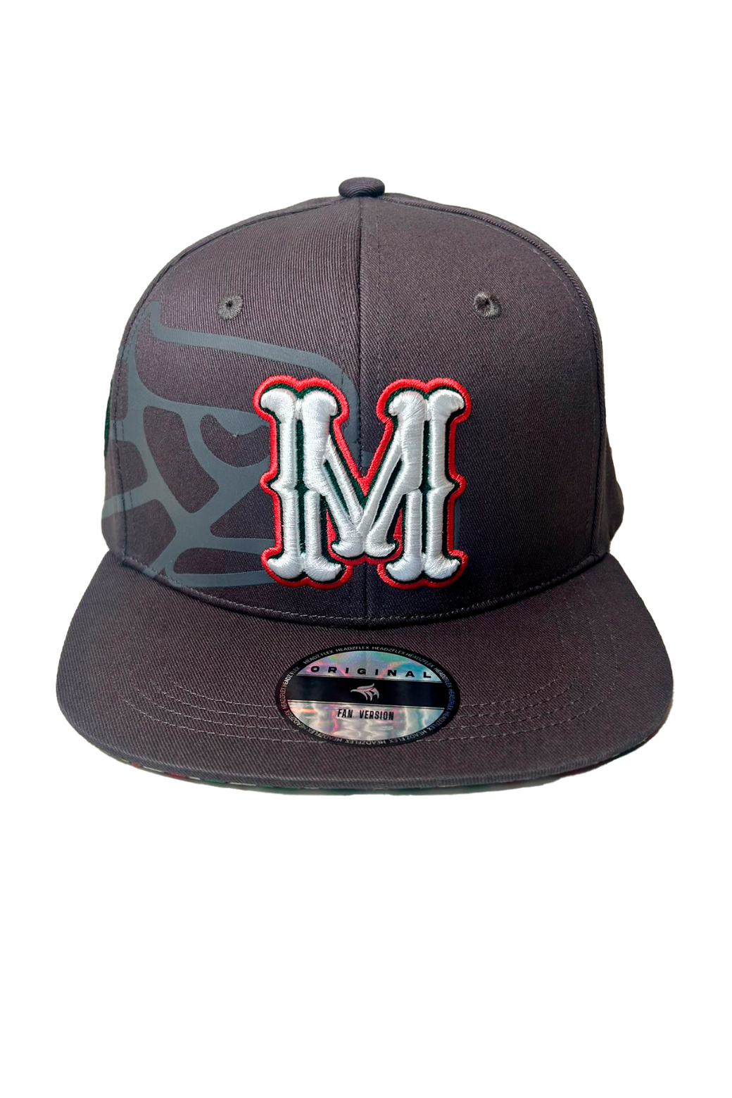 Aztec M Black 3D Embroidered Snapback Hat front view