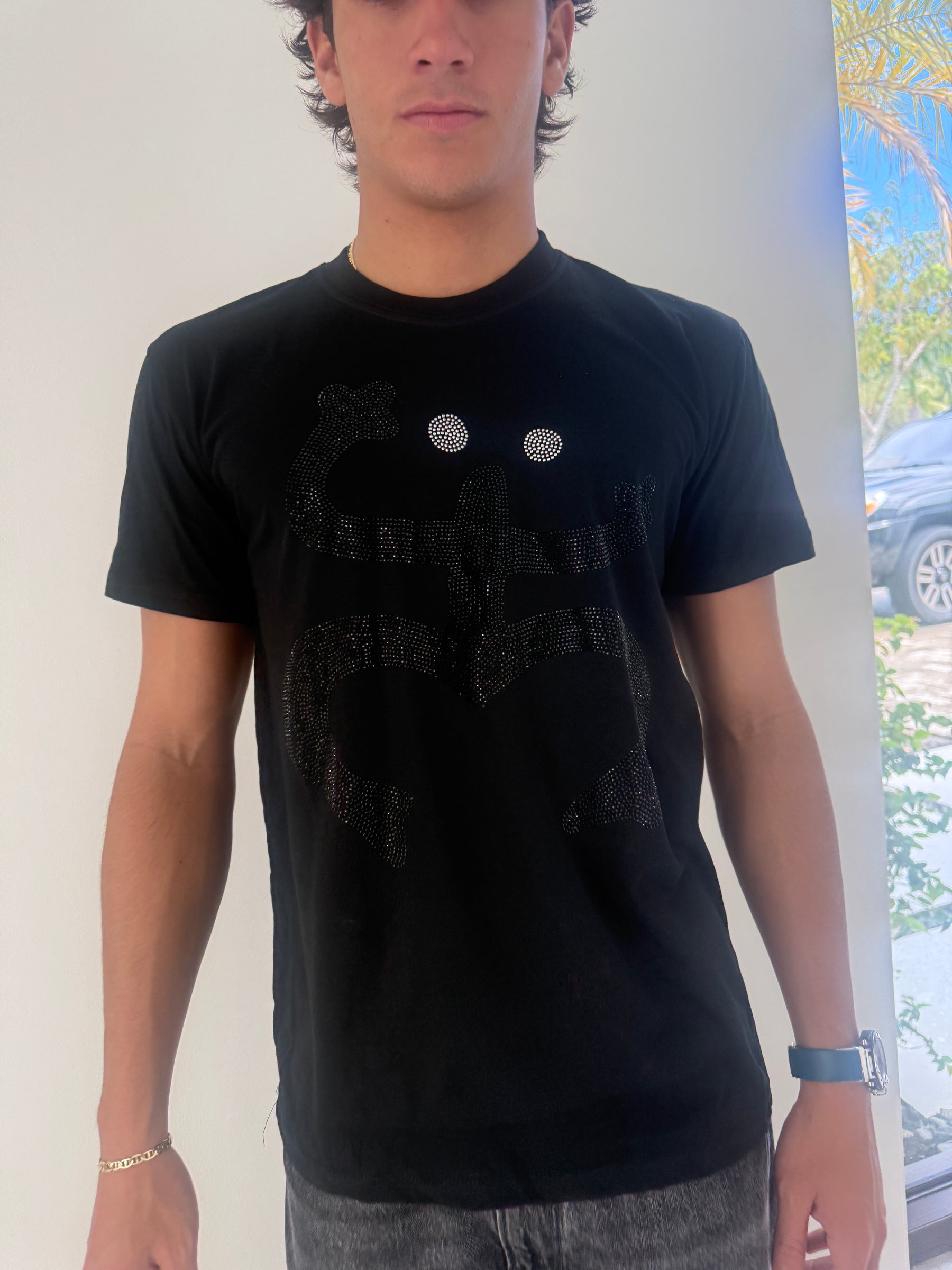 Puerto Rico Coquí Black Rhinestone T-Shirt
