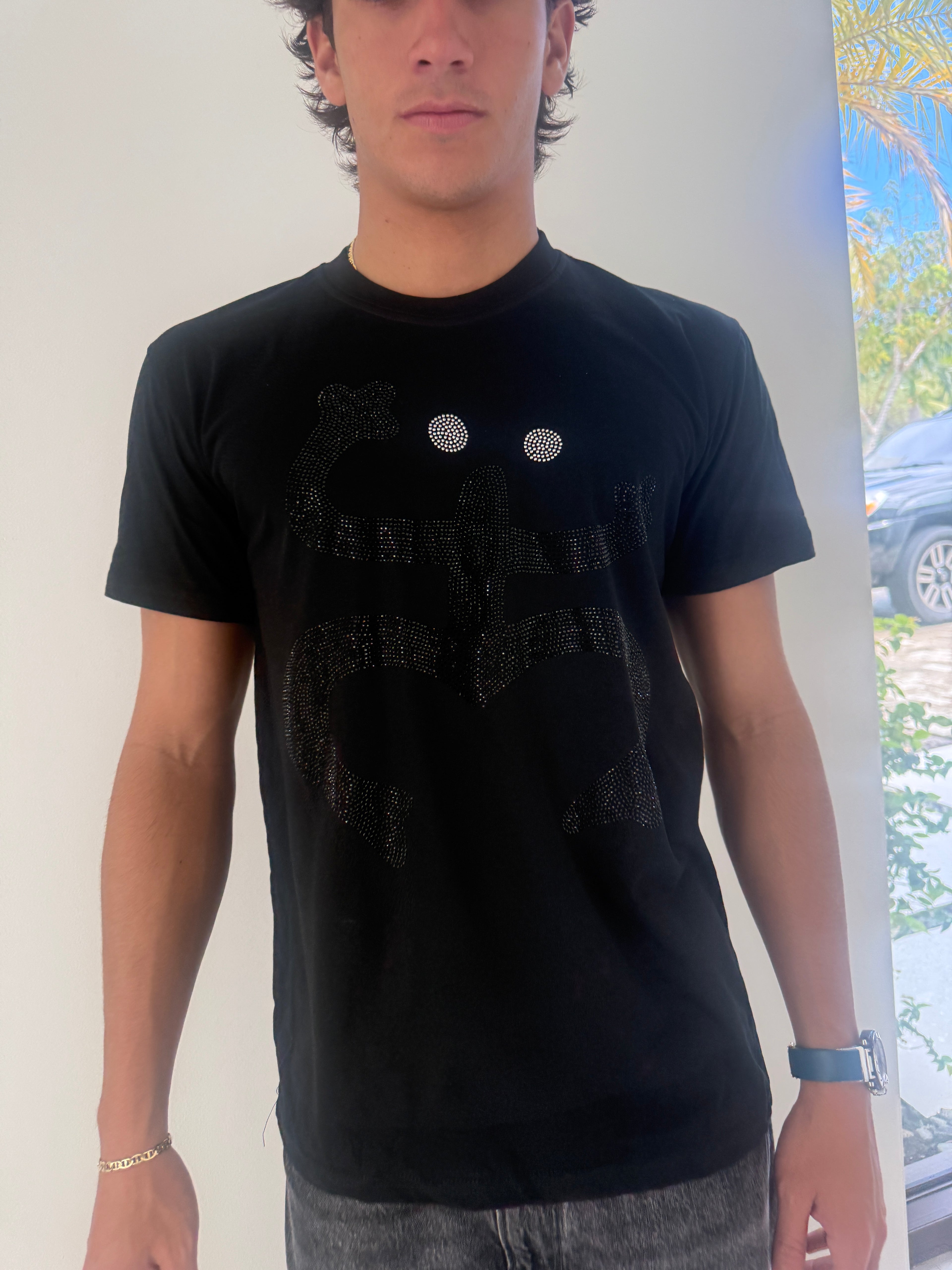 Puerto Rico Coquí Black Rhinestone T-Shirt