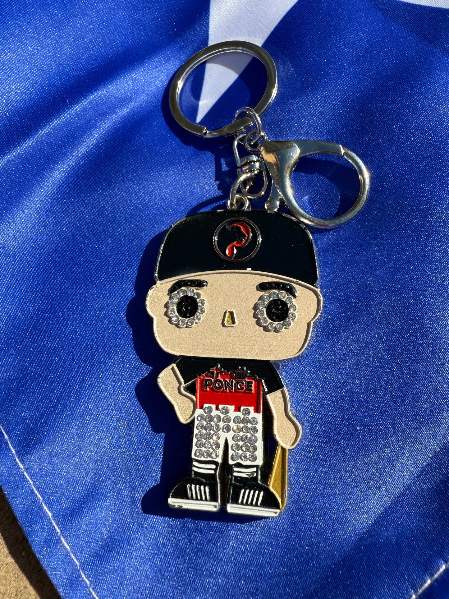 HeadzFlex Ponce Boy Keychain – Puerto Rico Alloy Pin with Crystals | Ponce Baseball Fan Gift