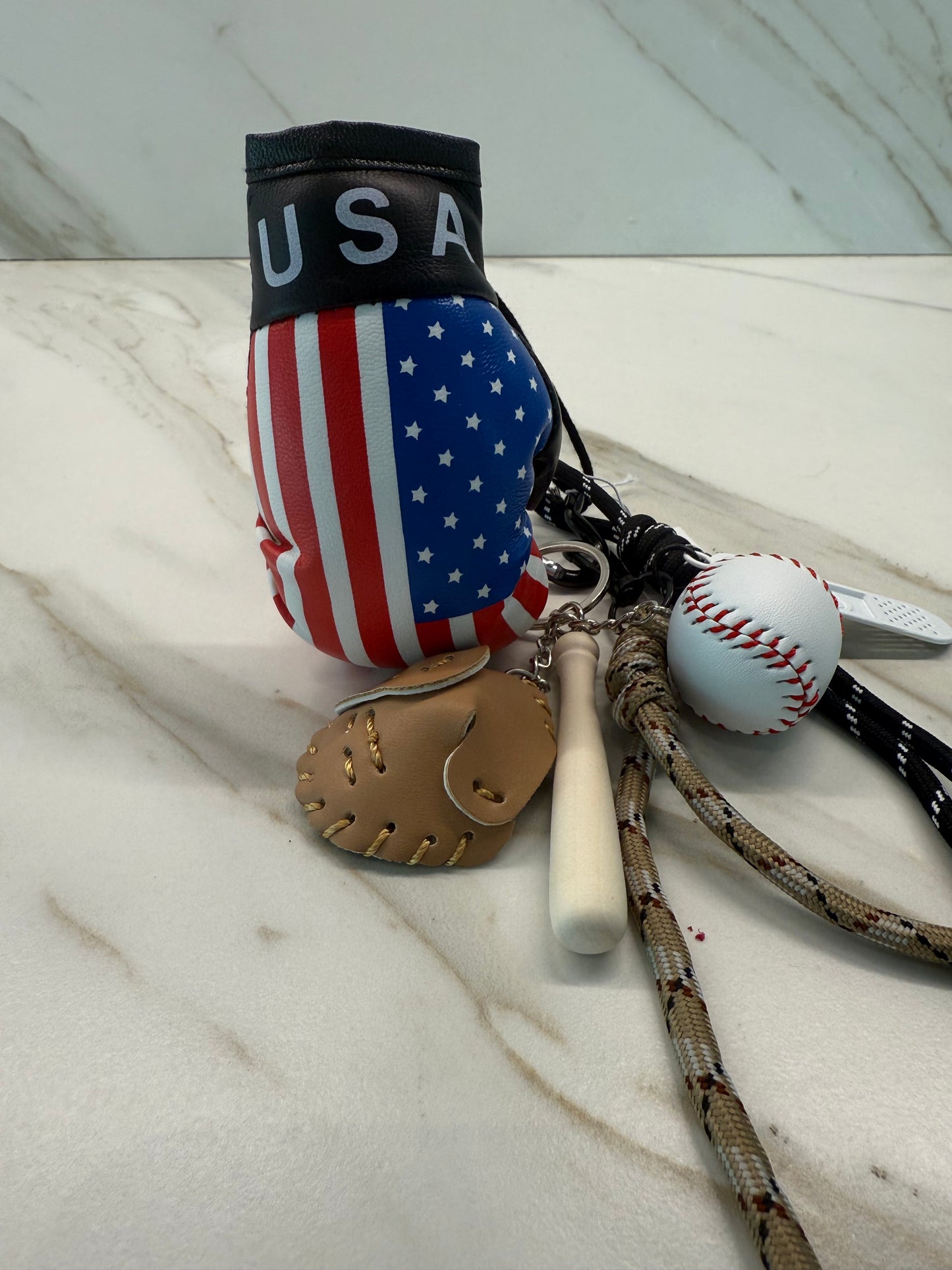 Flag Boxing Glove Car Charm & Bag Charm – Travel Souvenir Accessory (Puerto Rico, Cuba, Dominican Republic,