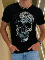 Crystal Skull Black Rhinestone T-Shirt