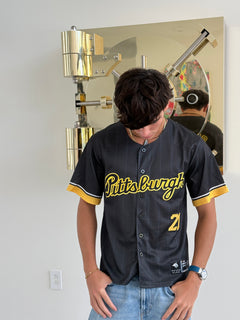 Pittsburgh 21 Legacy Embroidered Baseball Jersey – Black & Gold