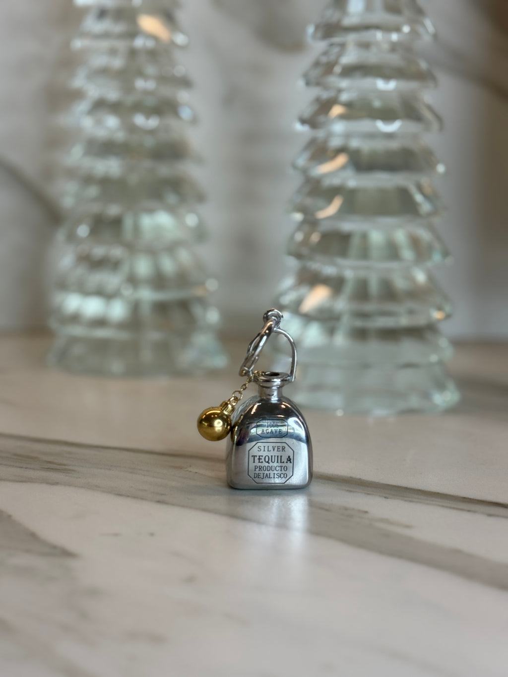 Mini Tequila Bottle Metal Alloy Charm – Silver Travel Accessory for Bags, Luggage & Carry-On