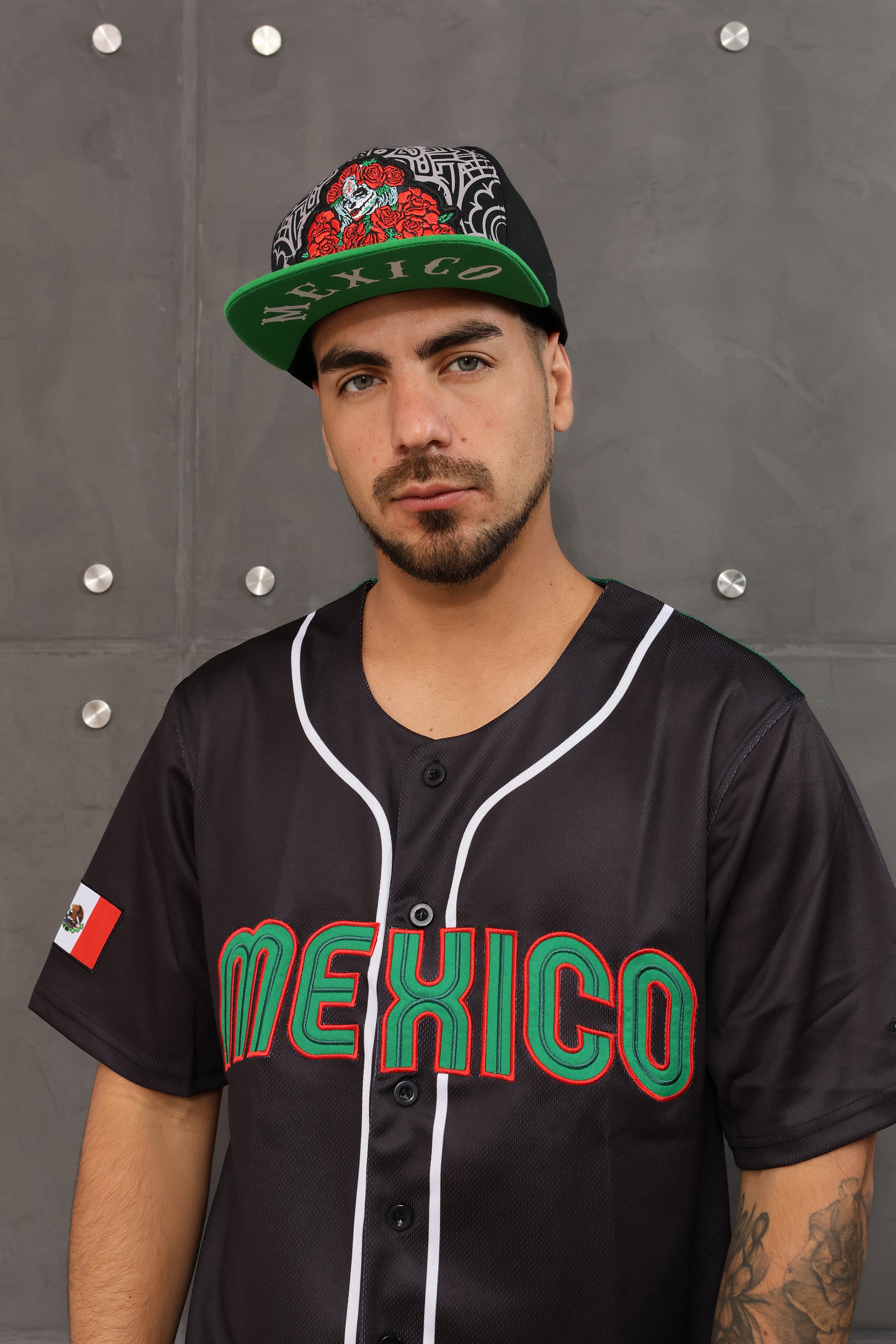 Katrina Cap Mexico – Black 3D Embroidery, Mexico Map & Maya Symbols, High Crown Snapback, Flatbill Main image