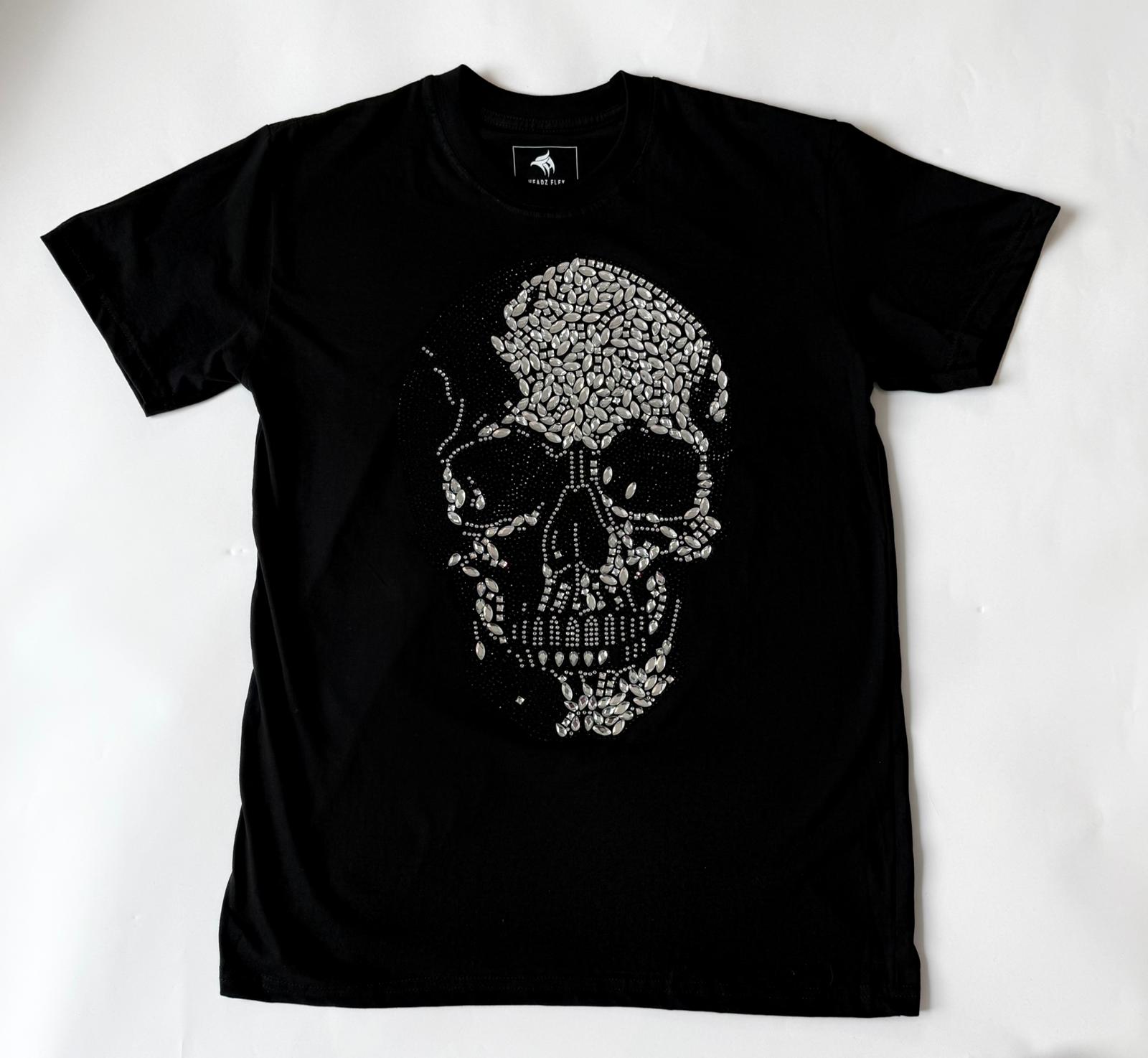 Crystal Skull Black Rhinestone T-Shirt