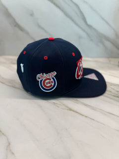 Chicago Diamond Script Navy/Red Snapback Hat