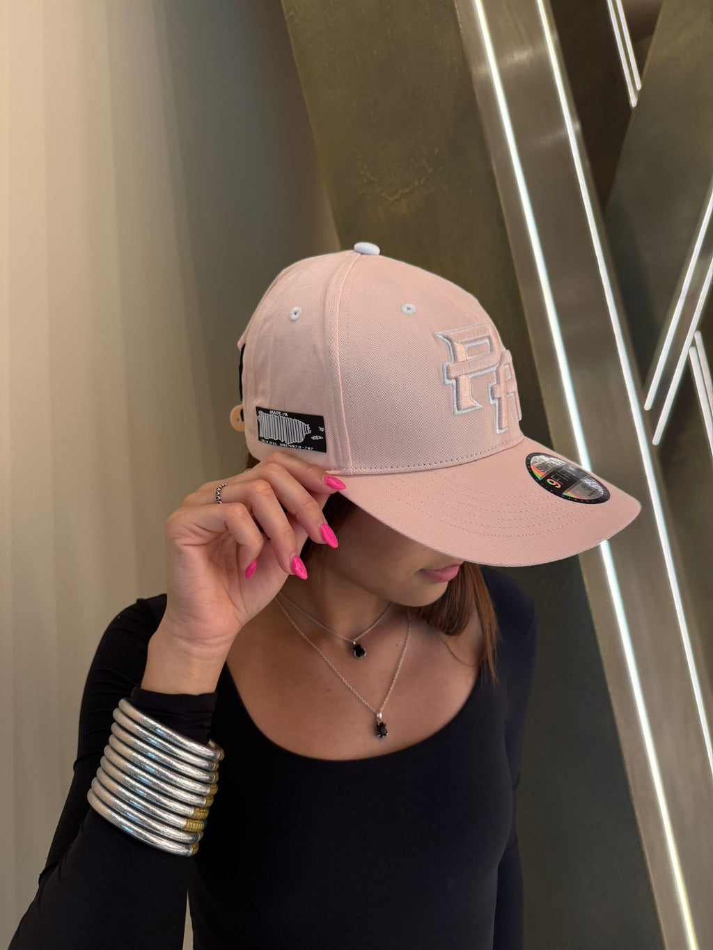 Puerto Rico Hat -Pink PR 5D Embroidered Snapback with Patches | Adjustable Flat Brim Hat