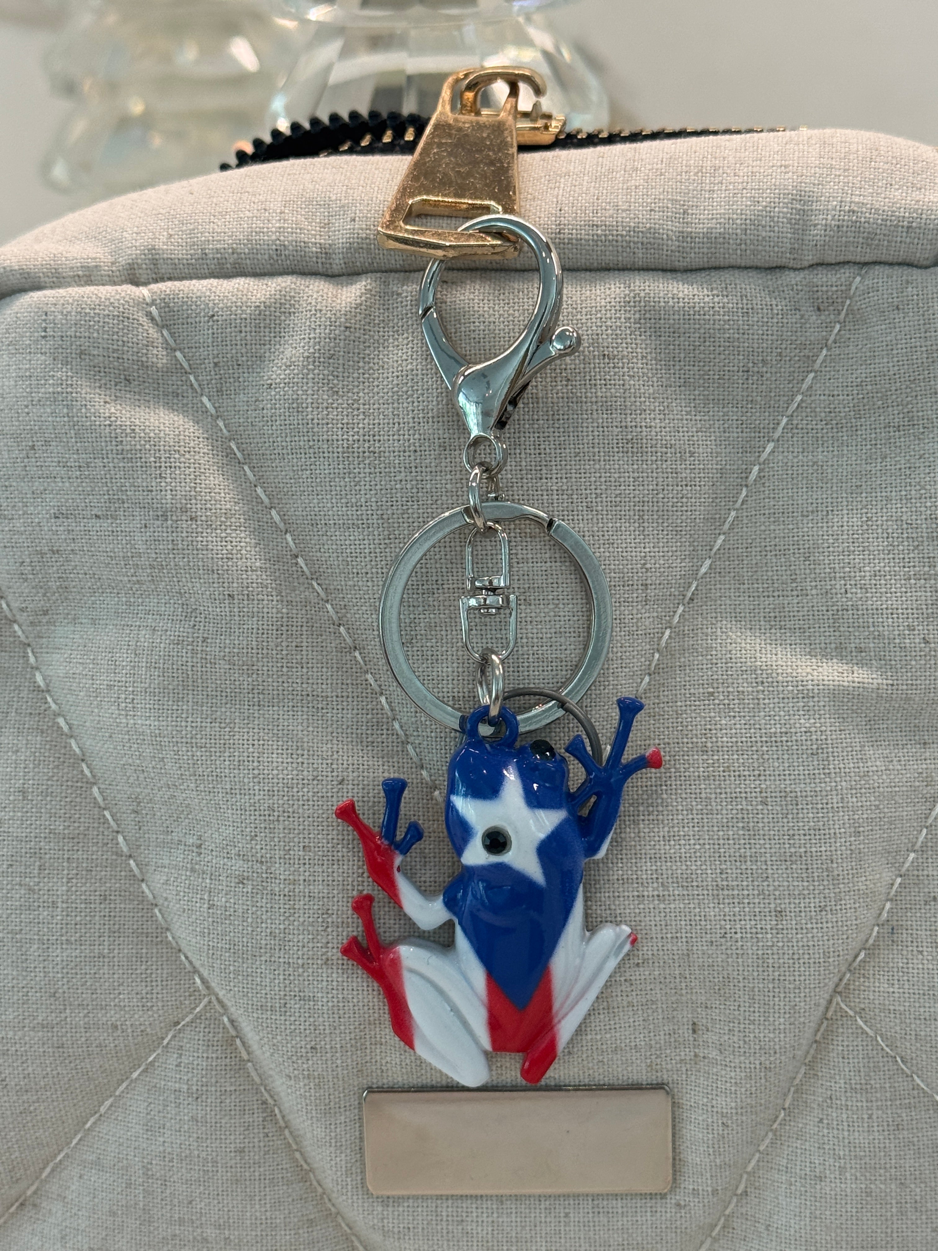 Puerto Rico Coqui Frog Enamel Keychain & Luggage Charm