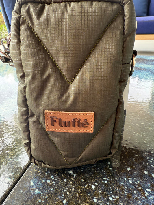 Green Khaki Classic  Microgel Padded Phone Bag – Sleek, Strong & Modern by Flufie