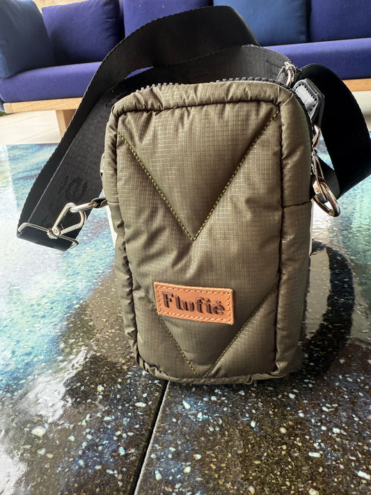 Green Khaki Classic  Microgel Padded Phone Bag – Sleek, Strong & Modern by Flufie