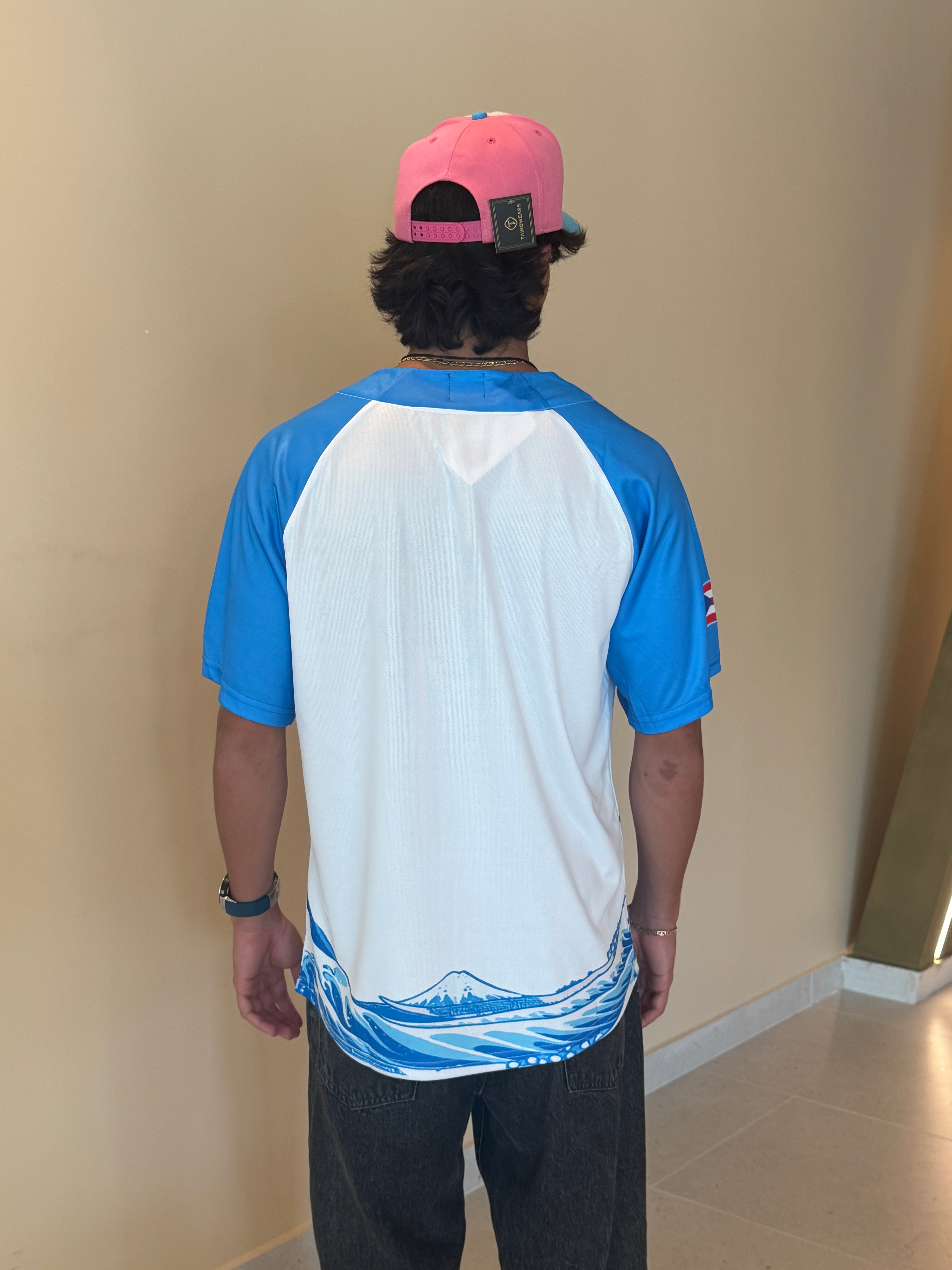 Puerto Rico Baseball Jersey – Blue & White Wave Edition