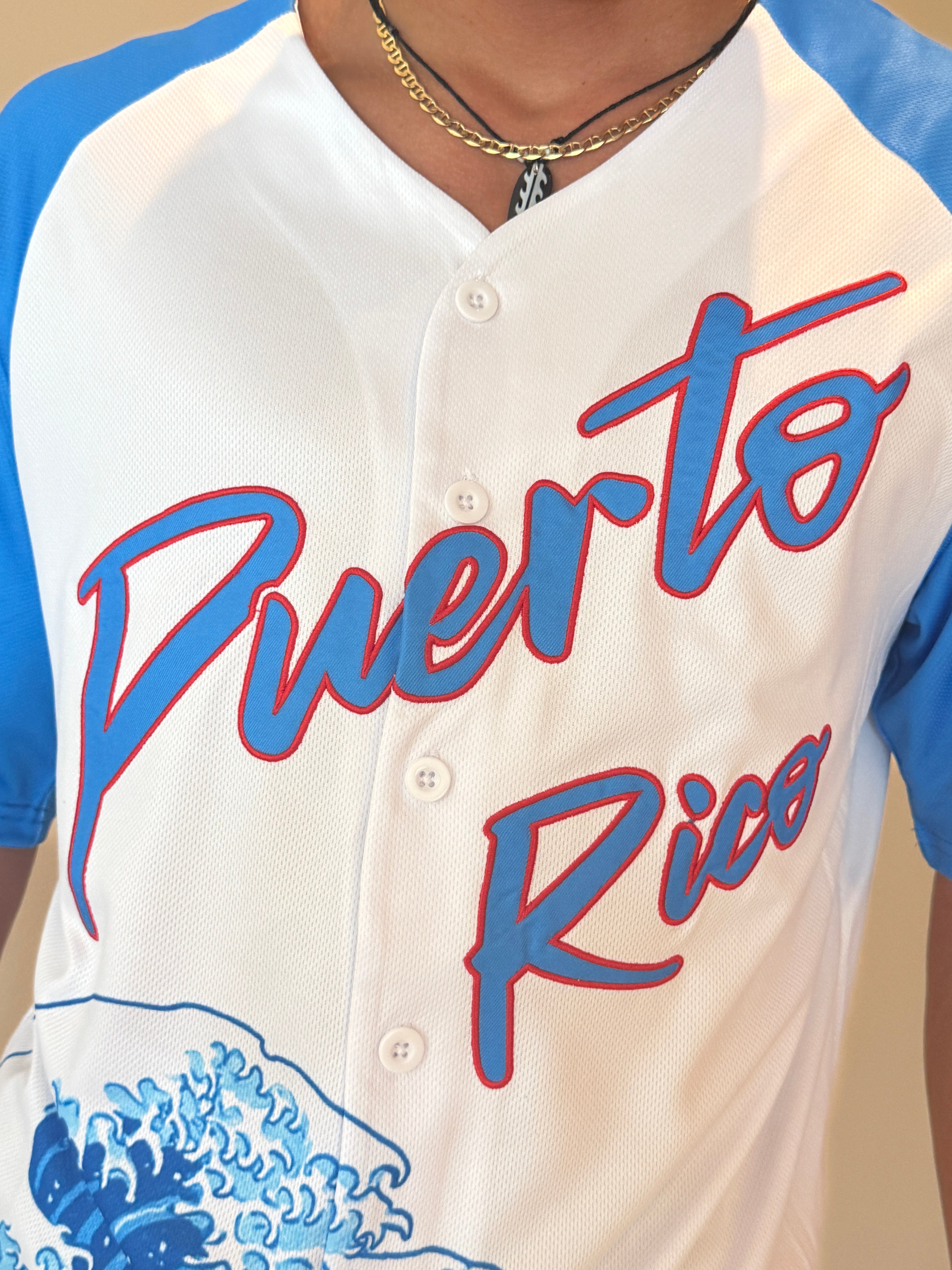 Puerto Rico Baseball Jersey – Blue & White Wave Edition Secondary image
